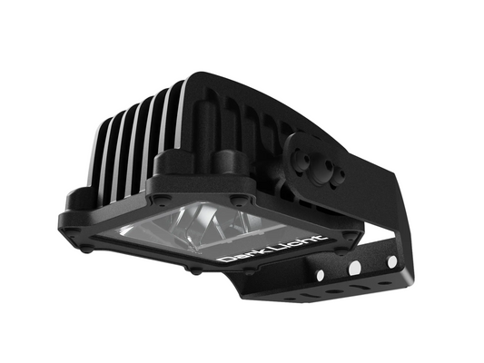 Black LED light fixture on a white background